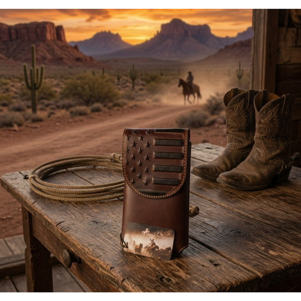Montana West Cell Phone Holder Holster Genuine Leather Belt Loop American Pride